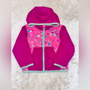 THE NORTH FACE TNF GLACIER FLEECE HOODIE JACKET COAT PINK TEAL COLORBLOCK 6-12M